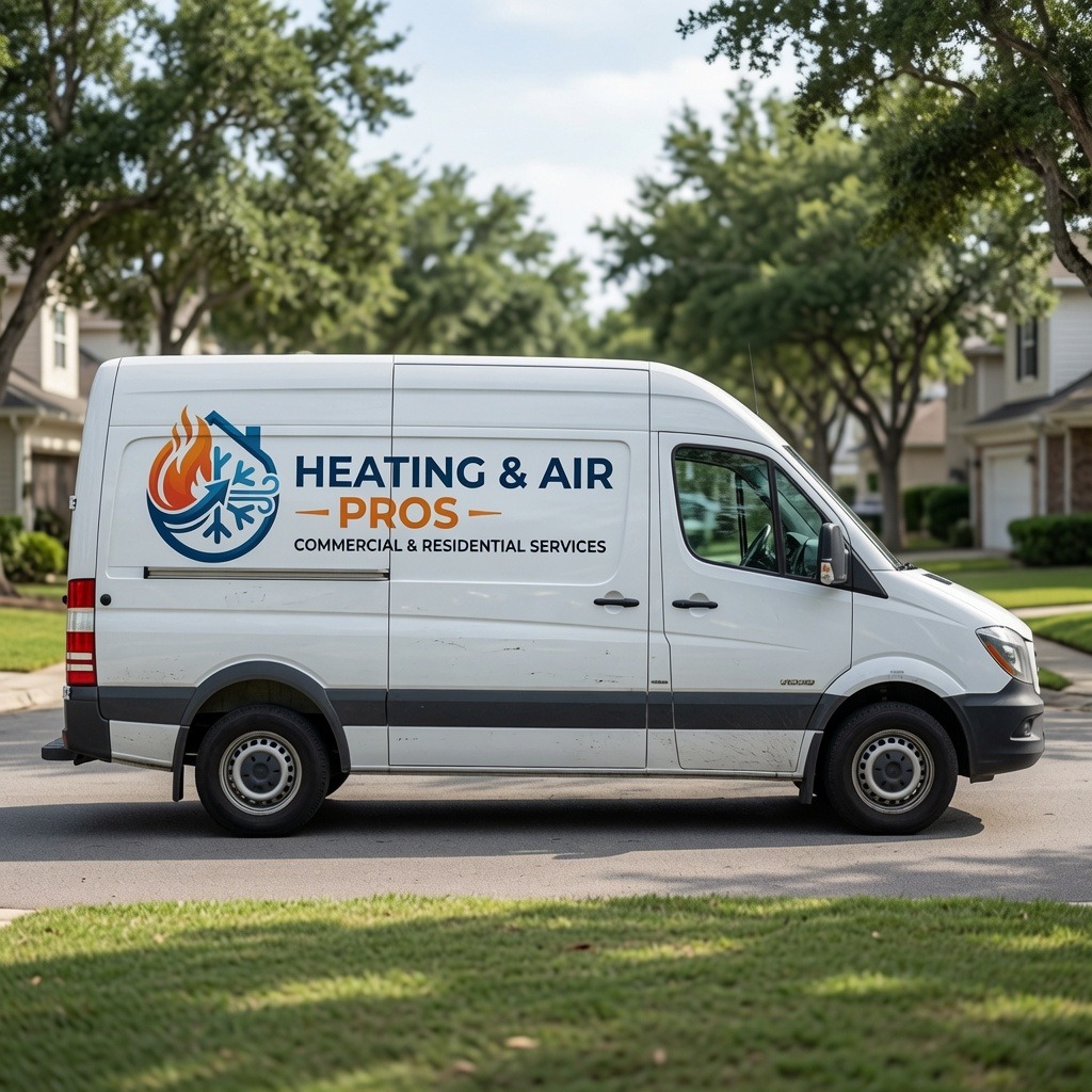 Local heating and air service van serving Lehi